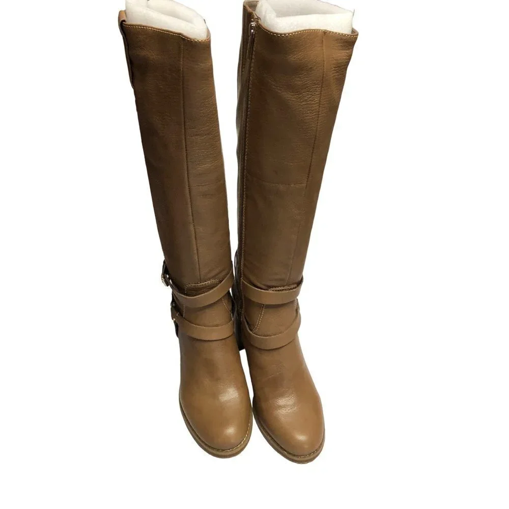BANDOLINO BD AISEL WOMENS MED TAUPE LEATHER  TALL‎ BOOTS SIZE 10 MNIB